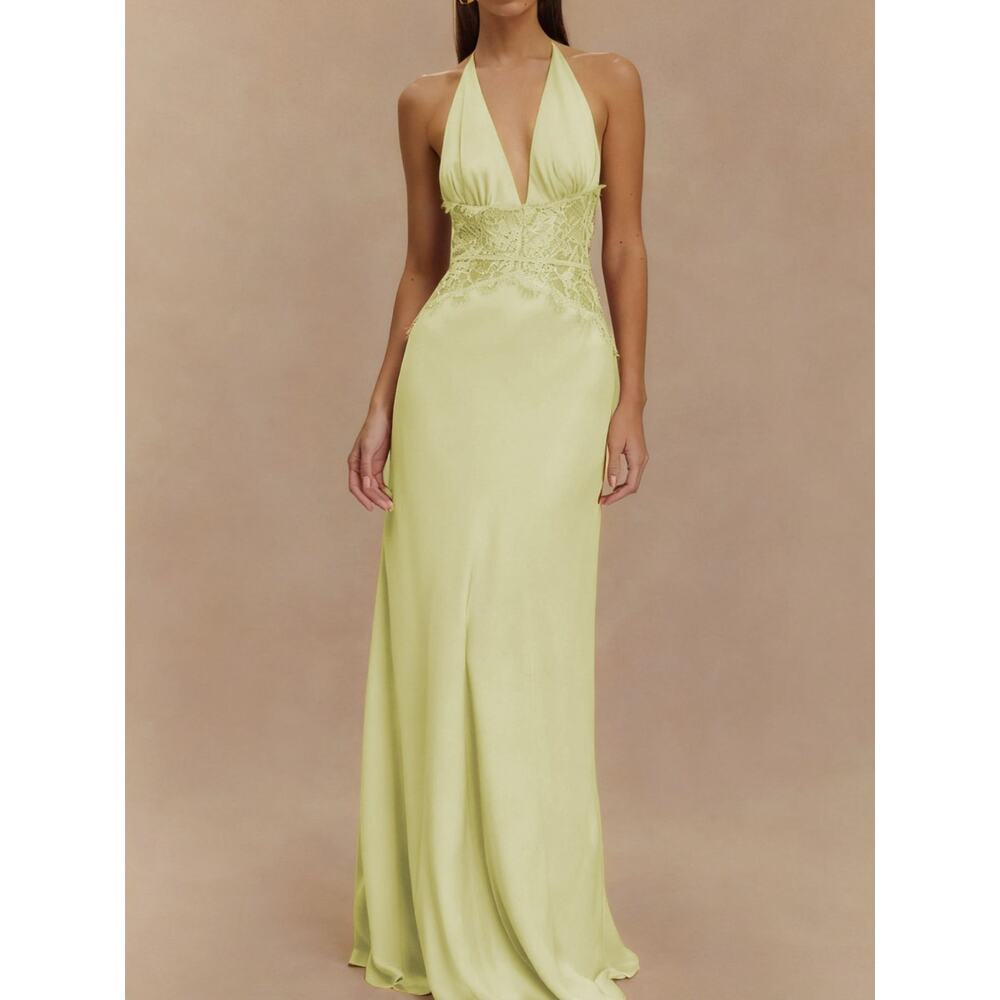 Halter Neck Lace Trimmed Maxi Dress - Picture 2 of 15